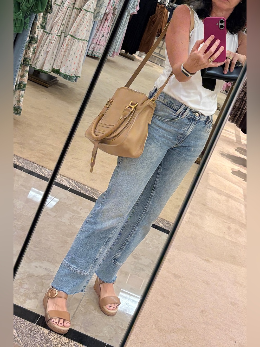 Chloe Marcie Beige Leather Shoulder Bag
